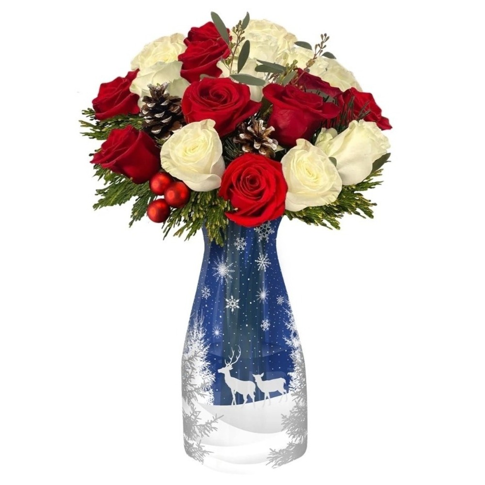 Modgy Expandable Plastic Vase OhDeer Christmas Holiday 10x6‎ New